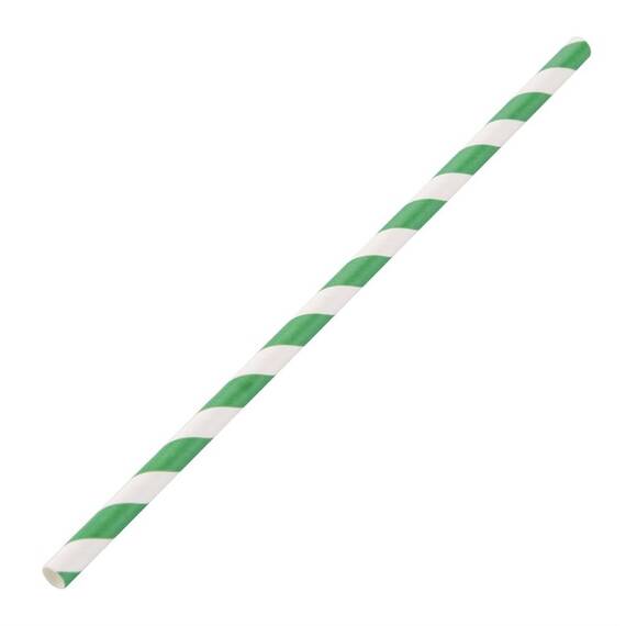 Fiesta Compostable Kompostierbare Papiertrinkhalme grün geringelt
