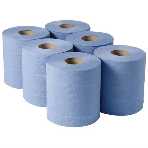 Jantex Handtuchrollen für Innenabrollung blau 2-lagig - 6 Stück
