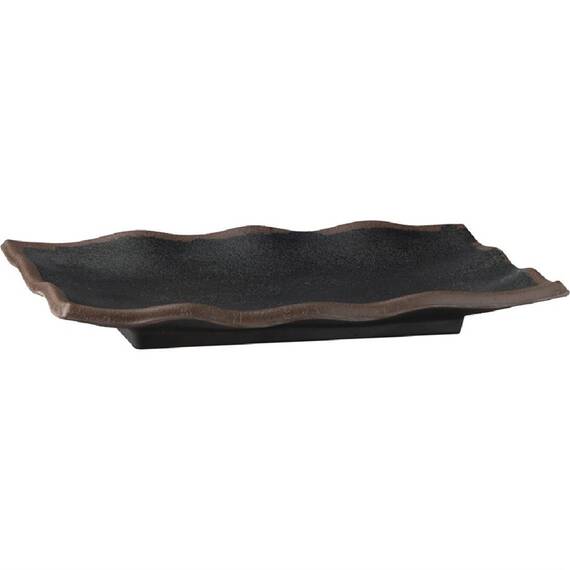 APS Marone gewelltes rechteckiges Tablett schwarz 27,5 x 11cm