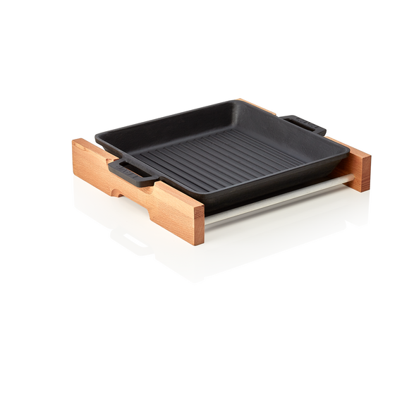 WAS Germany Grill-/Servierpfanne Holz/Gusseisen 
