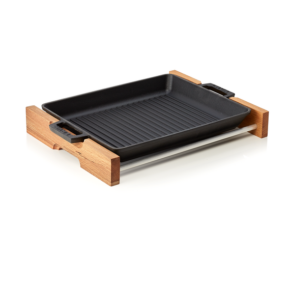 WAS Germany Grill-/Servierpfanne Holz/Gusseisen 