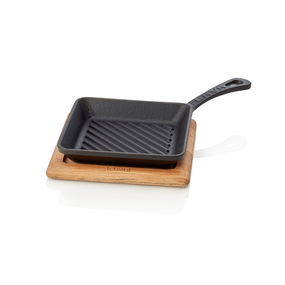 WAS Germany Mini Grill-/Servierpfanne Holz/Gusseisen 