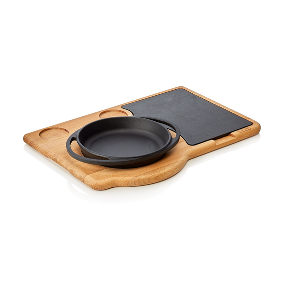 WAS Germany Servierplatte Holz/Gusseisen 