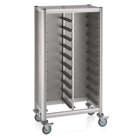 WAS Germany Tablettwagen Aluminium, MDF Holzoptik silber