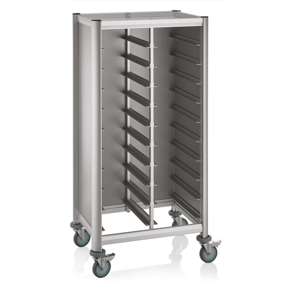 WAS Germany GN Tablettwagen Aluminium, MDF Holzoptik 1/1 silber