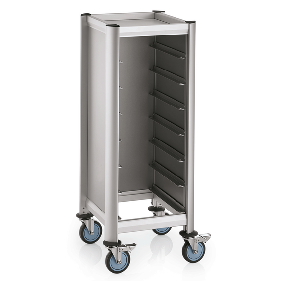WAS Germany Tablettwagen Aluminium, MDF Holzoptik silber