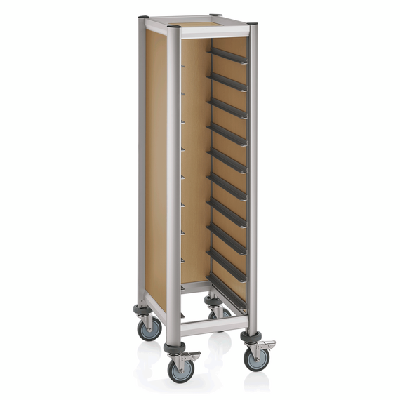 WAS Germany GN Tablettwagen Aluminium, MDF Holzoptik 1/1 natur