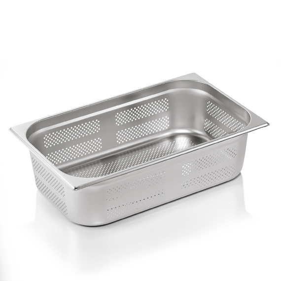 Essentials GN Behälter Set GN 1/1-150 mm, Seiten- & Bodenlochung, Set á 6 Stück, Chromnickelstahl
