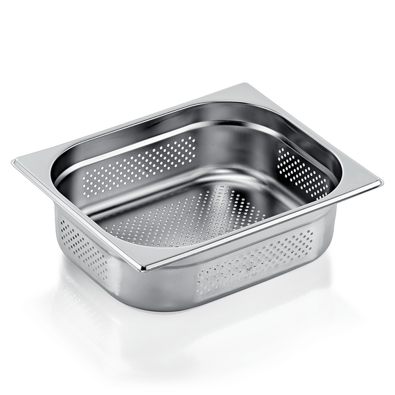 Essentials GN Behälter Set GN 1/2-100 mm, Seiten- & Bodenlochung, Set á 6 Stück, Chromnickelstahl