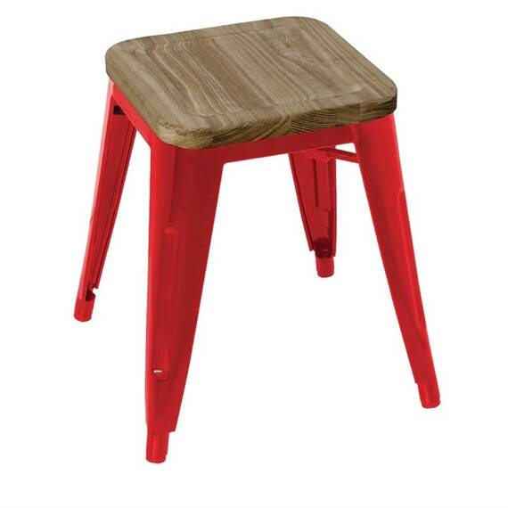 Bolero Stahl Hocker mit Holzsitz Rot 4er Pack