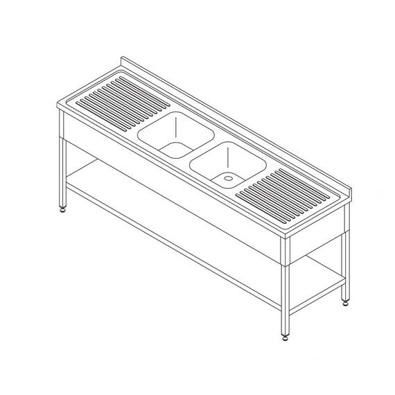 Maxima Spültisch mit Aufkantung 210 x 70cm