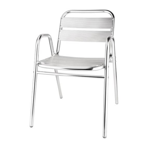 Bolero Bistrostühle mit Unterarmlehne Aluminium