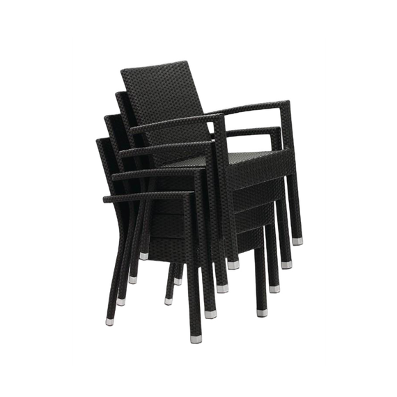 Bolero Rattan Stühle anthrazit 4 Stück mit Armlehne