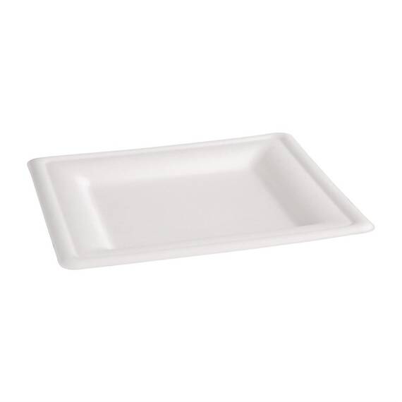 Fiesta Compostable kompostierbare Teller aus Bagasse quadratisch 26,1cm (50 Stück)