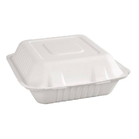 Fiesta Compostable kompostierbare Menüboxen aus Bagasse mit Klappdeckel 23,6cm (200 Stück)