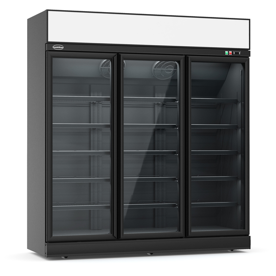 CombiSteel Kühlschrank 3 Glastüren Schwarz Ins-1530r Bl