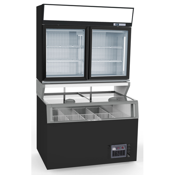 CombiSteel Wandkühlung/tiefkühling Schwarz 2 Glastüren