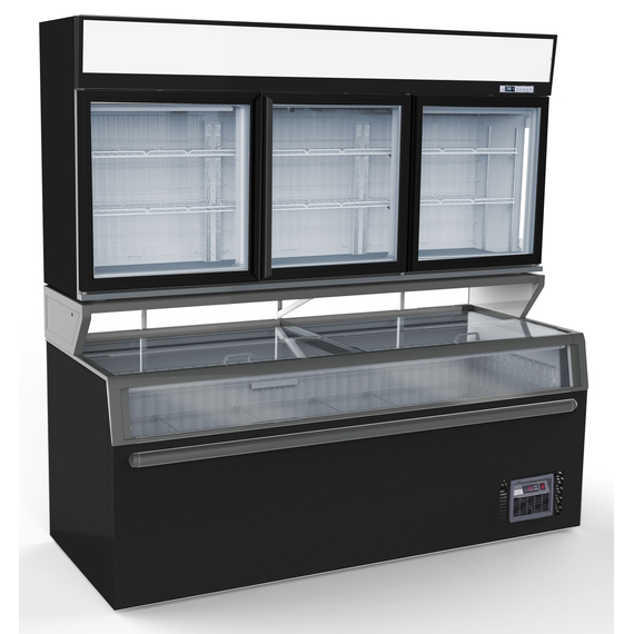 CombiSteel Wandkühlung/tiefkühling Schwarz 3 Glastüren