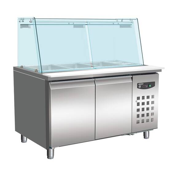 CombiSteel 700 Kühltisch Mit Glas 2 Türen  3x 1/1 + 3x 1/6 Gn Behälter