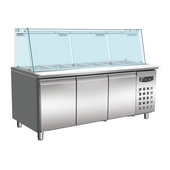 CombiSteel Kühltisch Mit Glas 3 Türen  5x 1/1 Gn Behälter