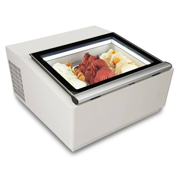 CombiSteel Tischmodell Speiseisvitrine Weiß  Öffnet Auf Der Bedienung Seite