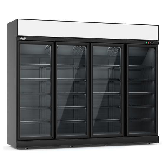 CombiSteel Tiefkühlschrank 4 Glastüren Schwarz Ins-2060f Bl