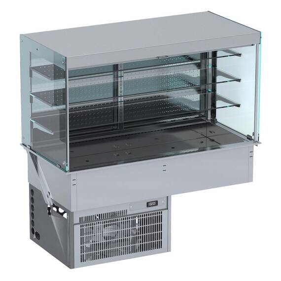 CombiSteel Einbau Wandmodell Kühlvitrine Eckig – Mit Rollvorhang  5/1 Gn