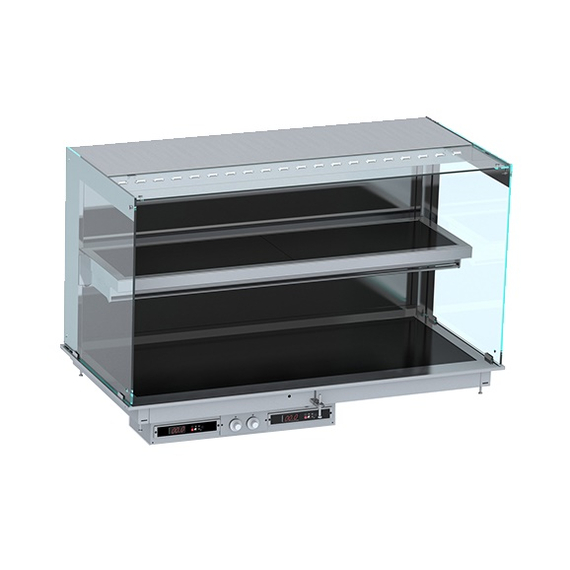 CombiSteel Einbau Wandmodell Wärmevitrine Keramik Eckig - Schwarz 4/1