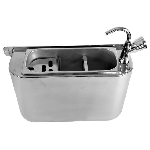 CombiSteel Spülbecke für Eislöffel Mit Wasserhahn 410x120x270  Mit Wasserablaufloch, Wasseranschluss Und Überlaufrohr