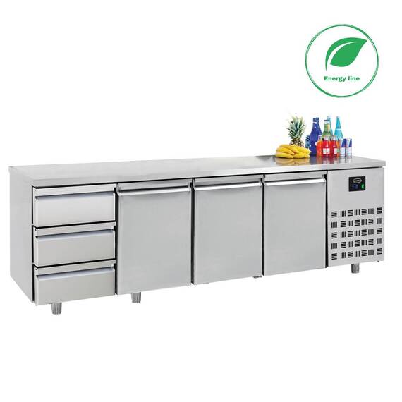 CombiSteel 700 Kühltisch 3 Türen 3 Schubladen