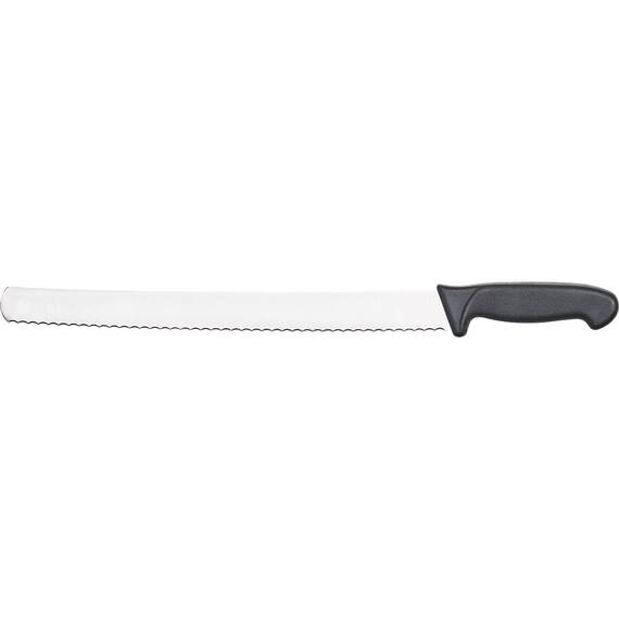 Konditormesser mit Wellenschliff, Griff schwarz, Klingenlänge 36 cm