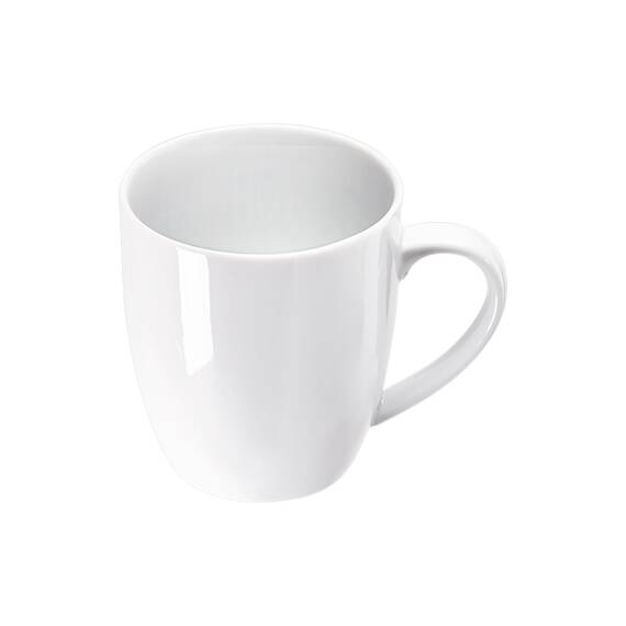 Stalgast 12 Becher mit Henkel, reinweißes Hotelporzellan, Serie Isabell, 350 ml
