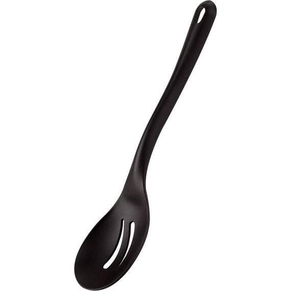 Servierlöffel perforiert, aus glasfaserverstärktem Material, schwarz, Länge 35 cm