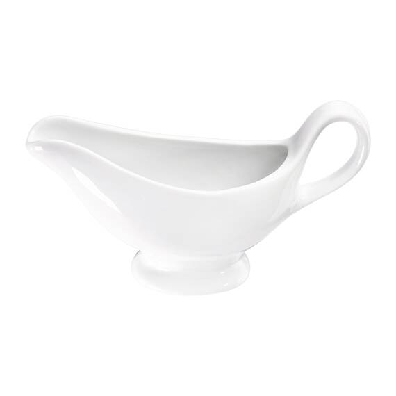 Stalgast 6 Saucieren, reinweißes Hotelporzellan, Serie Isabell, L. 230 mm, 500 ml