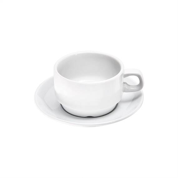 Stalgast 12 Kaffee-Obertassen, stapelbar, reinweißes Hotelporzellan, Serie Isabell, 0,2 Liter