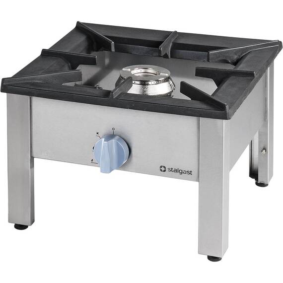 Stalgast Edelstahl Gas-Hockerkocher Top Power, 14kW, mit Gusseisen-Topfauflage, G20, 567x567x413 mm