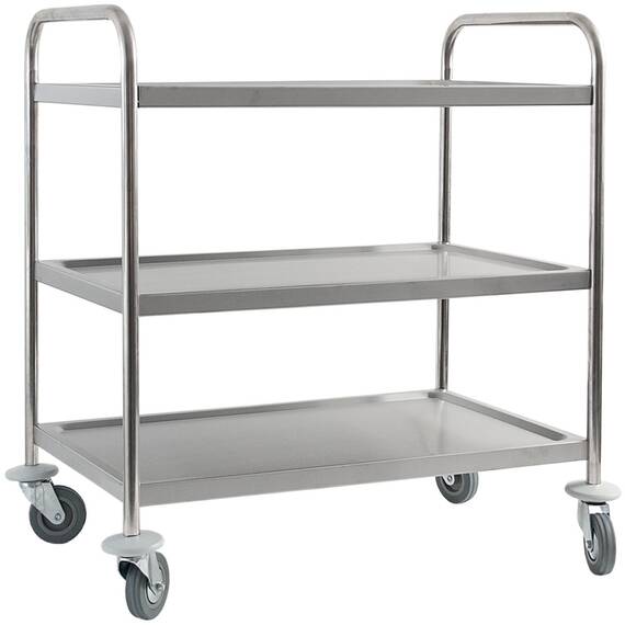 Stalgast Edelstahl Servierwagen, mit drei Borden, 845 x 525 x 940 mm (BxTxH)