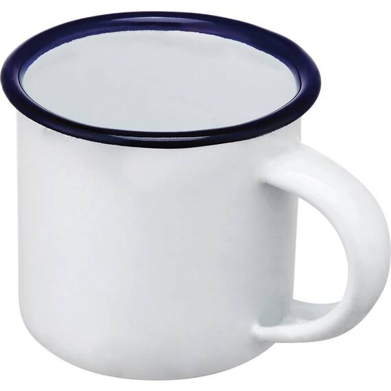 Stalgast kleiner Emaille-Henkelbecher, weiß mit blauem Rand, Ø 5 cm, 100 ml