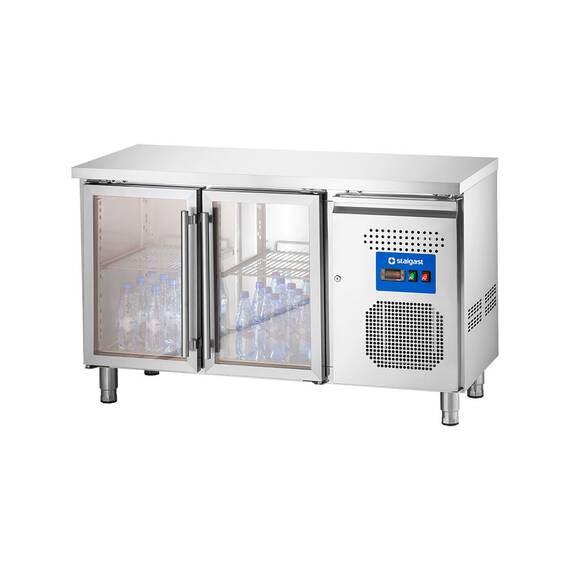 Stalgast Edelstahl Kühltisch mit 2 Glastüren, GN 1/1, Serie Starline