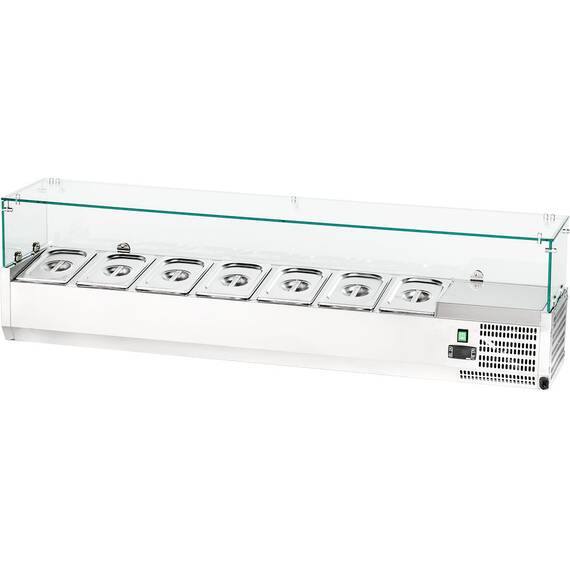 Stalgast Edelstahl-Kühlaufsatzvitrine für 7 x GN1/4, statische Kühlung