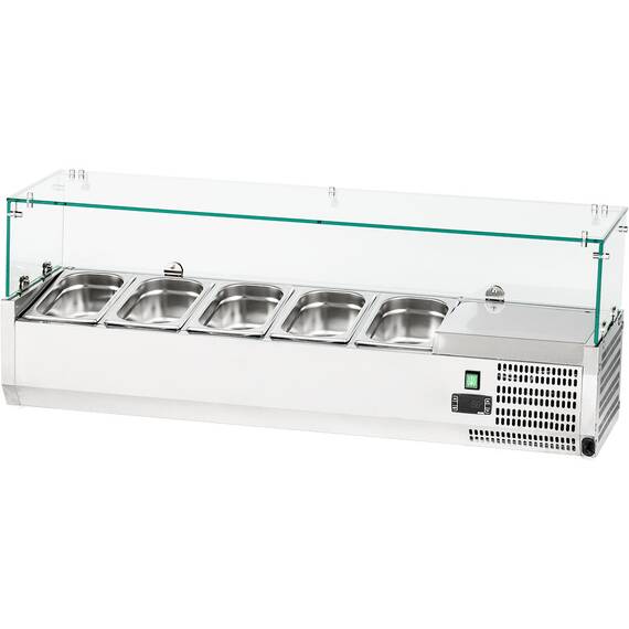 Stalgast Edelstahl-Kühlaufsatzvitrine für 5 x GN1/4, statische Kühlung
