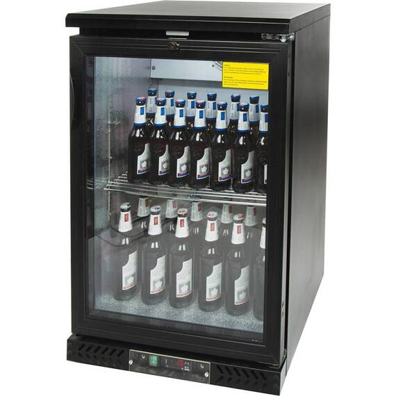 Stalgast, schwarzer Bar-Kühlschrank GT53UB mit Glastür, 129 Liter