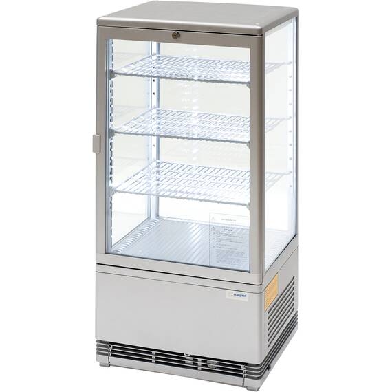 Stalgast silberfarbene Kühlvitrine PAN4L, 78 Liter mit Umluftkühlung