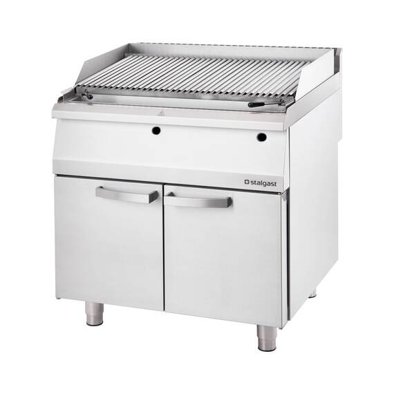Stalgast Edelstahl Lavastein-Grill mit S-Rost für Fisch und Meeresfrüchte, Serie 700 ND, 800 mm