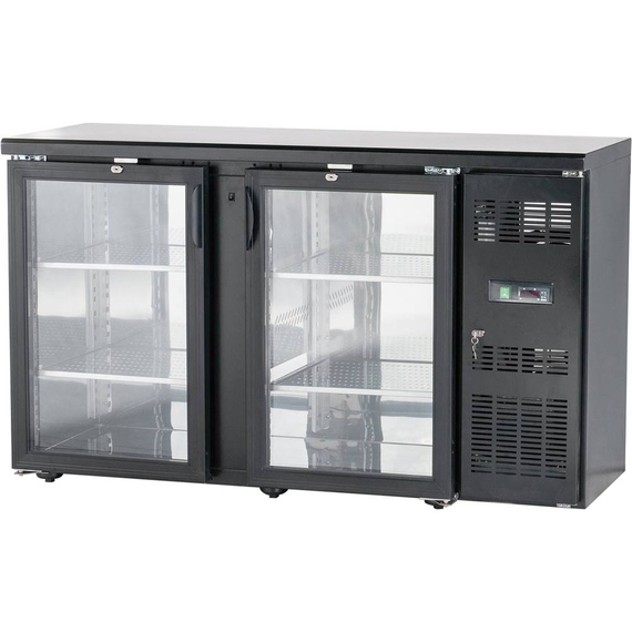 Stalgast, schwarzer Bar-Kühlschrank GT30UB mit 2 Glastüren, 250 Liter