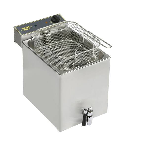 ROLLER GRILL Fritteuse mit Ablasshahn, 12 Liter, Abmessung 350 x 470 x 350 mm (BxTxH)