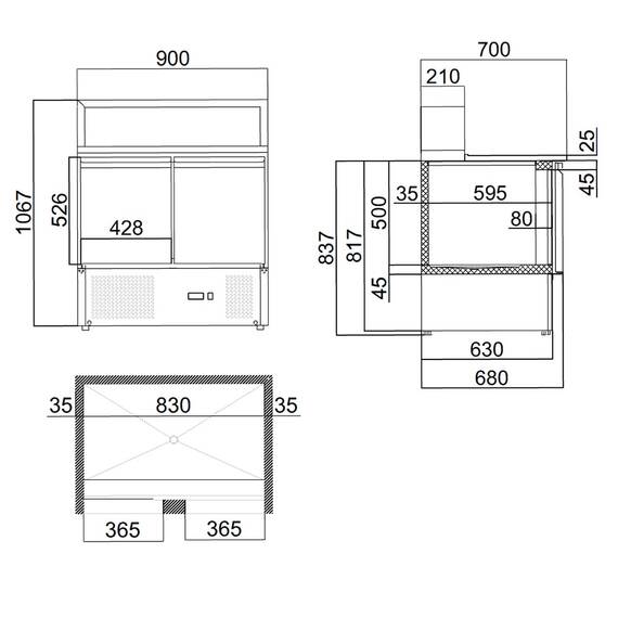 Vaiotec Easyline Pizza-Saladette 700 / 2-fach - mit 2 Türen, Bild 5
