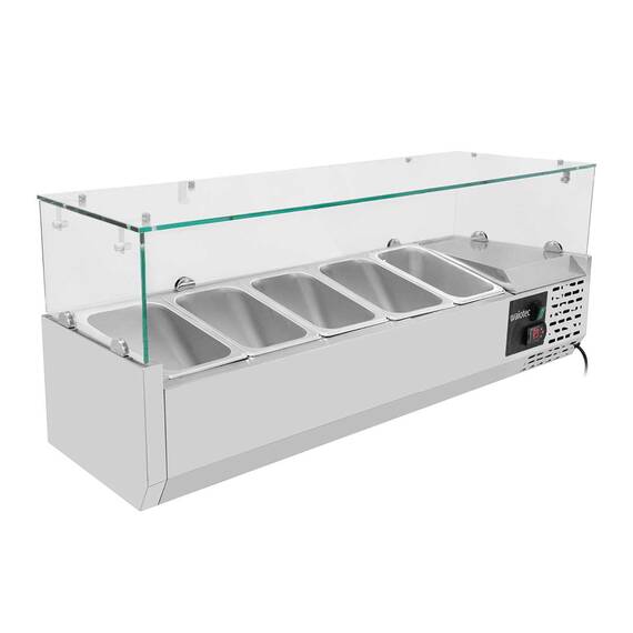 Vaiotec Easyline Kühlaufsatz 330 mit Glasabdeckung 5xGN1/4 - 1200, Bild 3