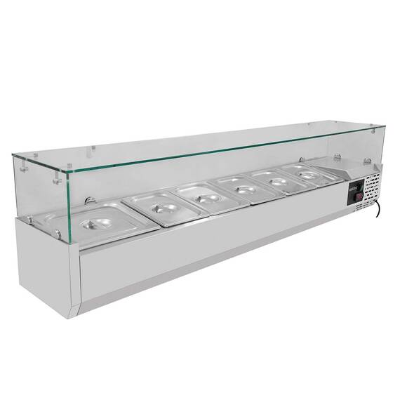 Vaiotec Easyline Kühlaufsatz 380 mit Glasabdeckung 5xGN1/3 + 1xGN1/2 - 1500, Bild 2