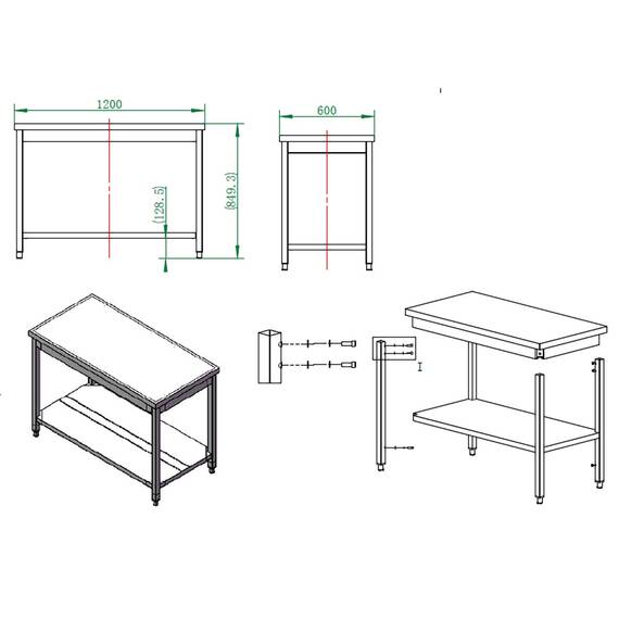 Vaiotec Easyline Arbeitstisch 600 / mit Grundboden B:1200, Bild 3